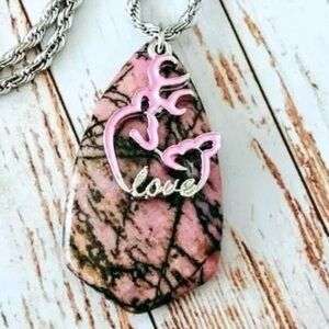 Artisan Rhodonite Deer Love Pendent